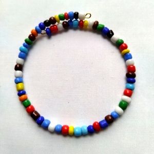 Multicolor Random Glass Seed Bead Bracelet Handmade Wire Hippie Boho Retro Light
